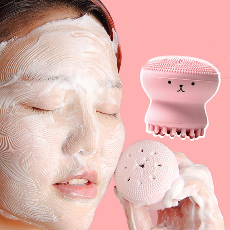 Escova de limpeza Silicone Handheld Brush de limpeza e massageador, escova de limpeza em forma de polvo para limpeza profunda massagem de pele de esfoliação suave